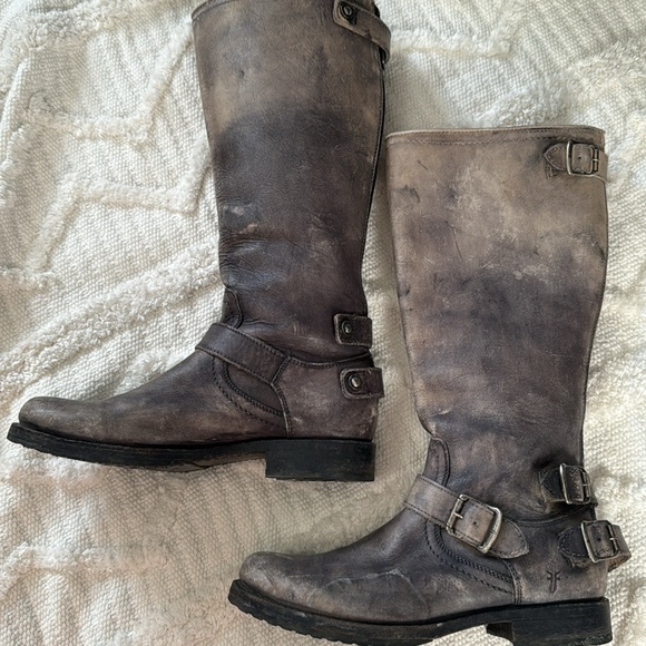 Women’s Vintage Leather FRYE Distressed Moto Boot - 8.5 - Picture 7 of 16